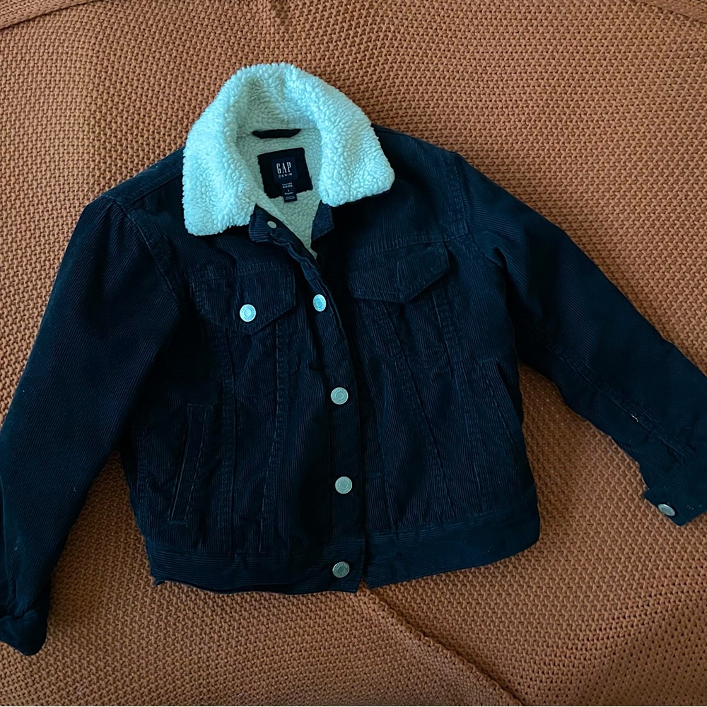 Gap Kids S Black Corduroy and Fleece Sherpa Lined Jacket